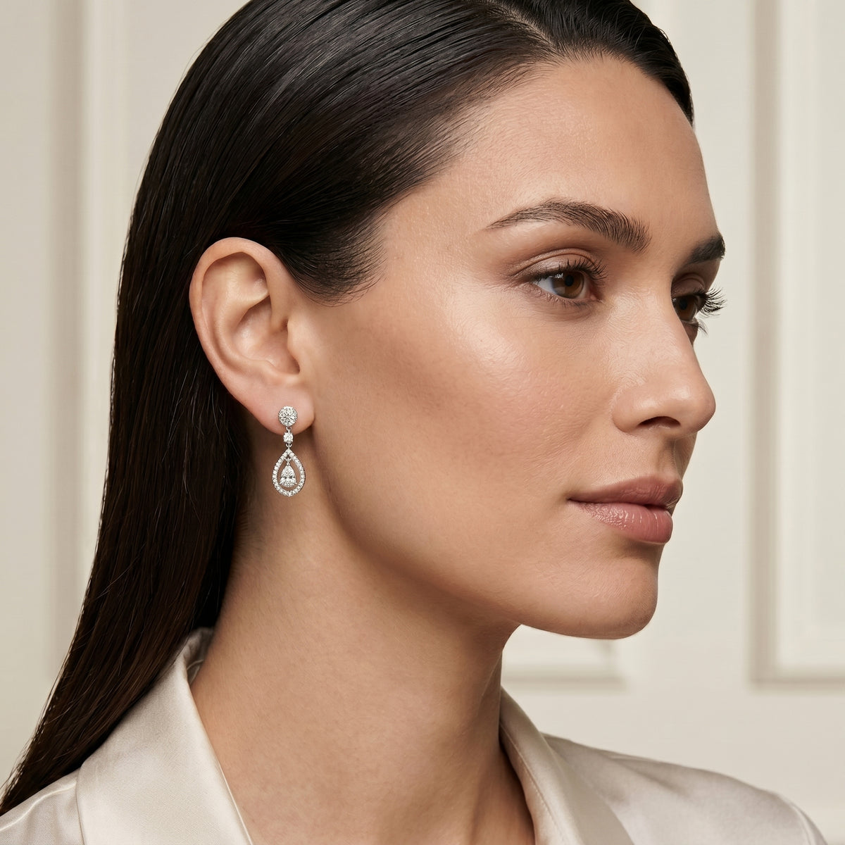 Teardrop Pave Diamond Drop Earrings