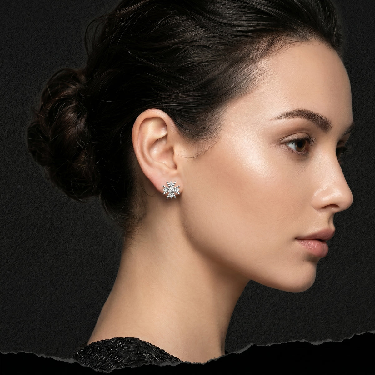 Compass Star Diamond Stud Earrings