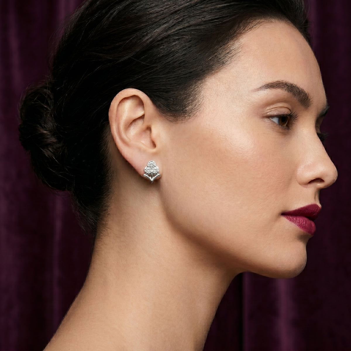 Petal Heart Trio Diamond Stud Earrings