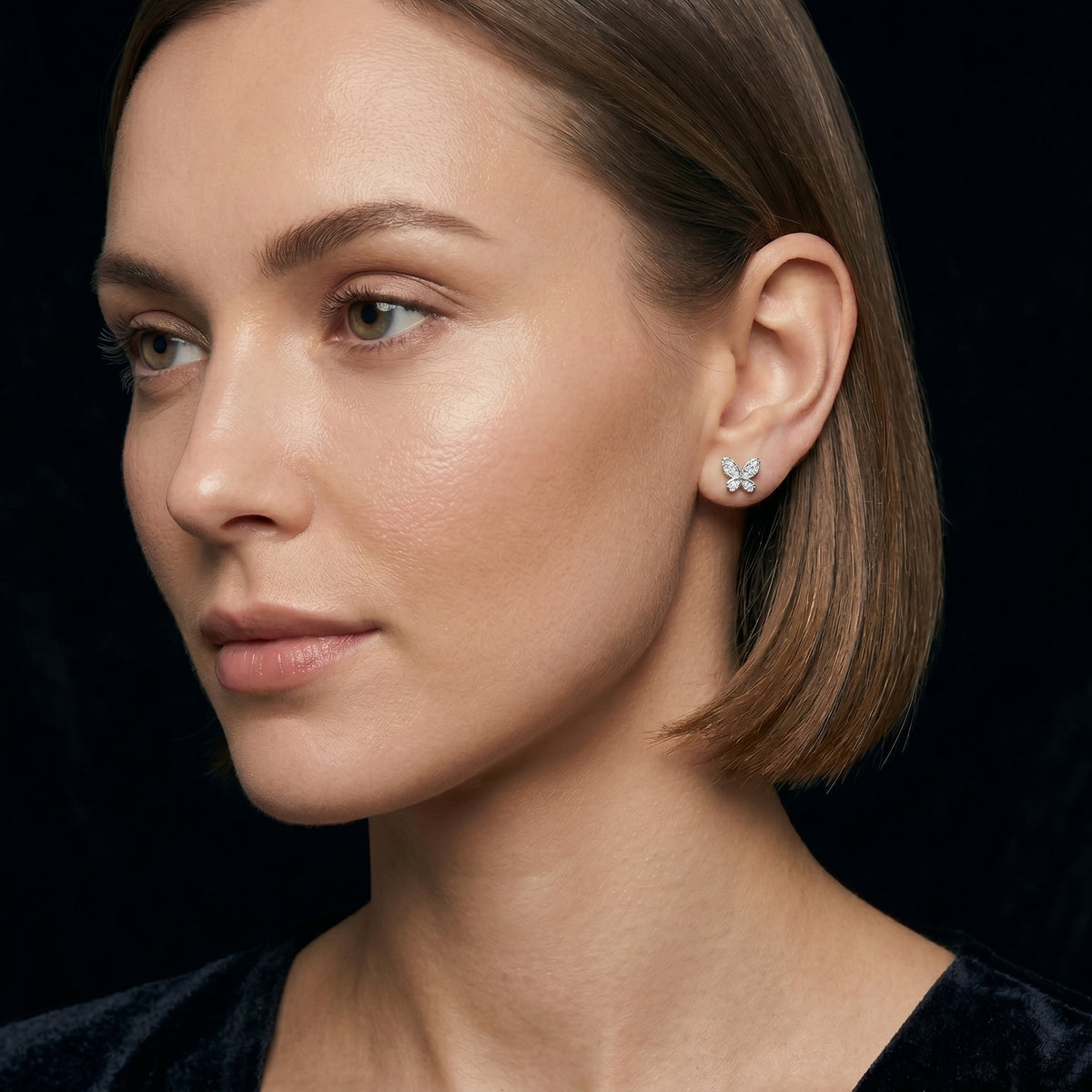 Butterfly Bow Diamond Stud Earrings