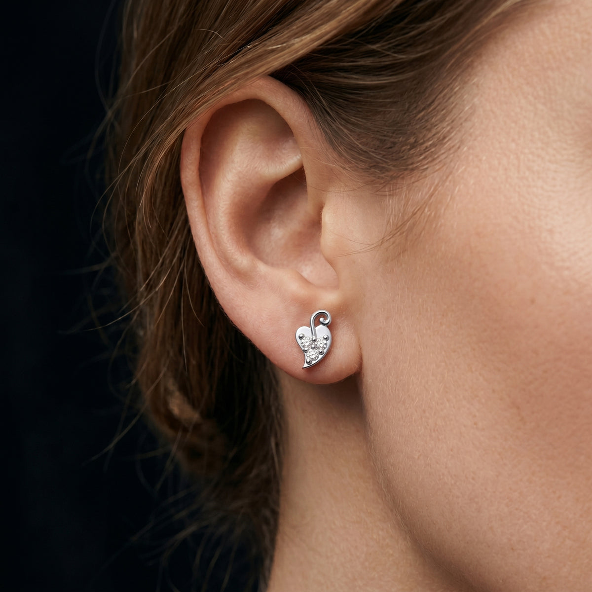 Leaf Trio Diamond Stud Earrings