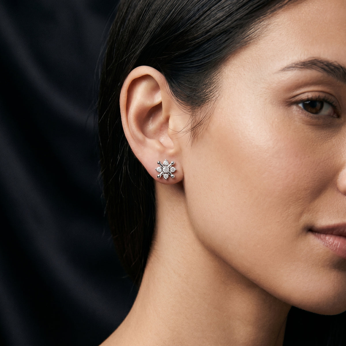 Clover Star Cluster Diamond Stud Earrings