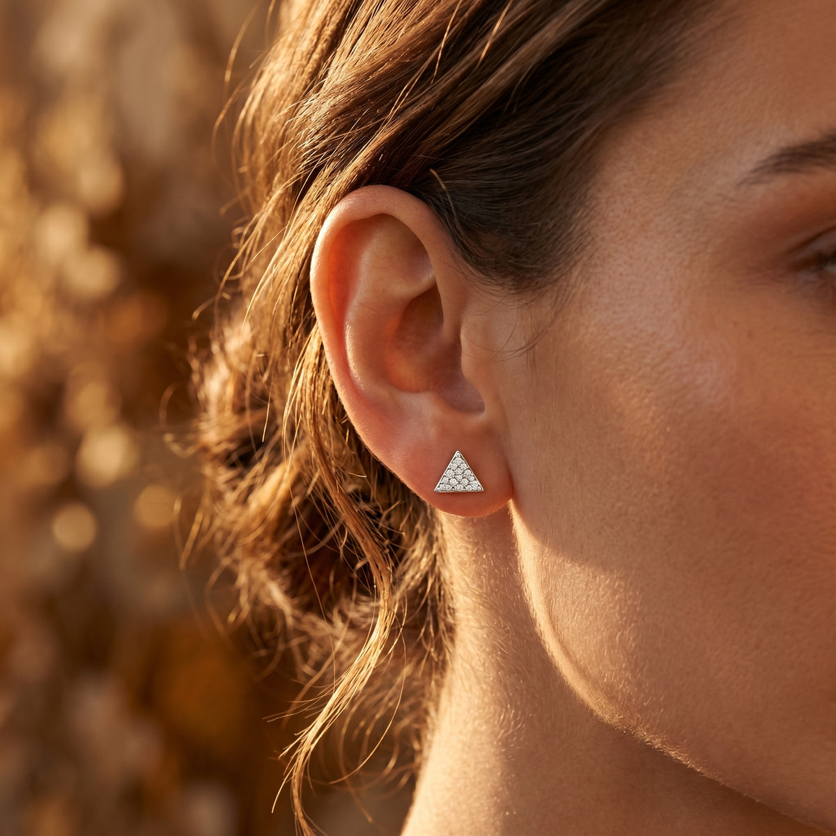 Triangle Pave Diamond Stud Earrings