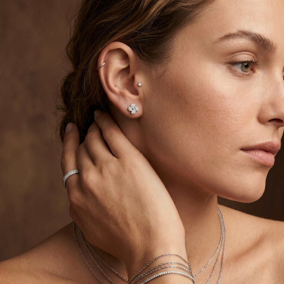Clover Diamond Stud Earrings