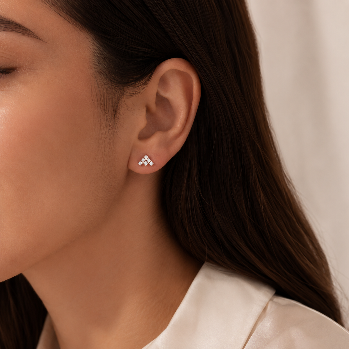 Triangle Cluster Diamond Stud Earrings