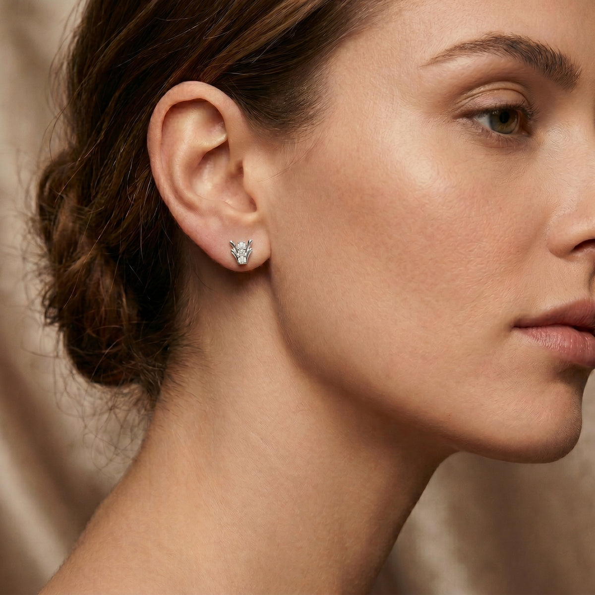 Tulip Petal Diamond Stud Earrings