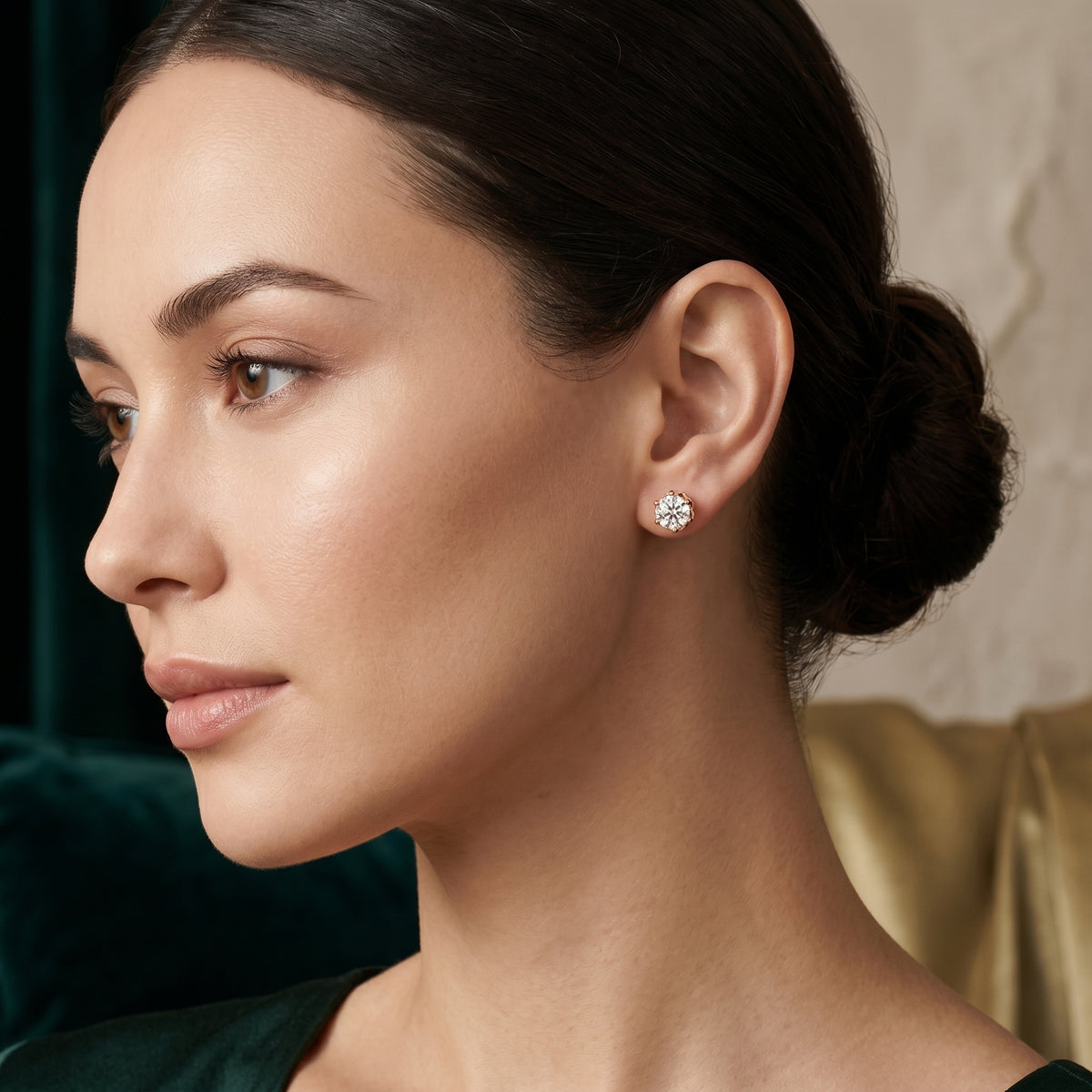 Round Solitaire Diamond Stud Earrings