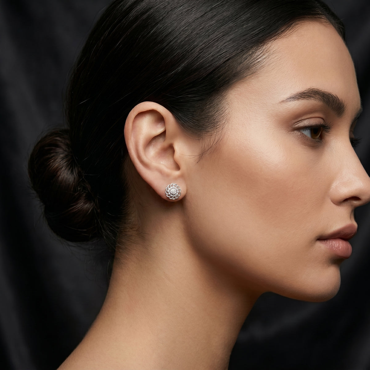 Rosette Cluster Diamond Stud Earrings