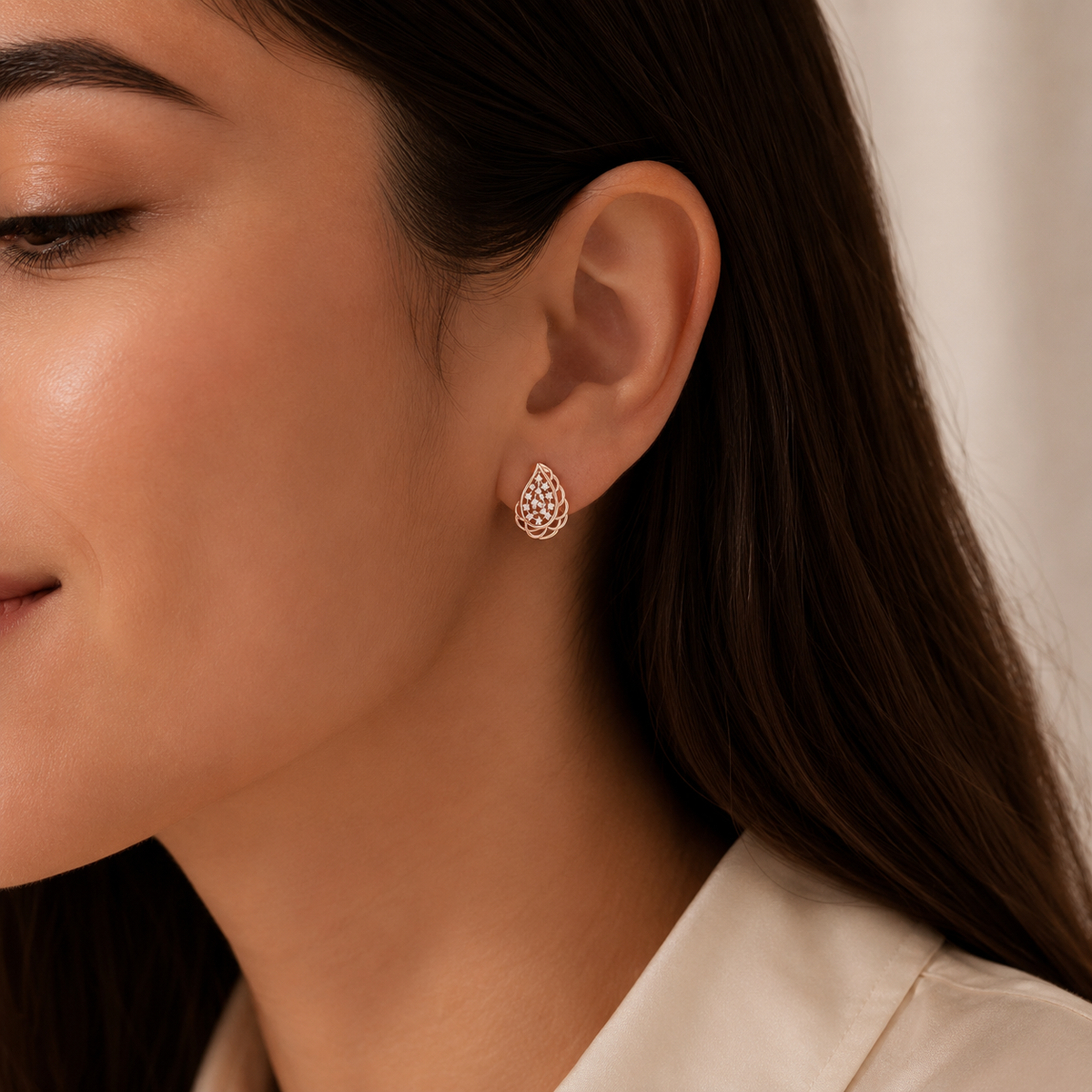 Paisley Lattice Diamond Stud Earrings