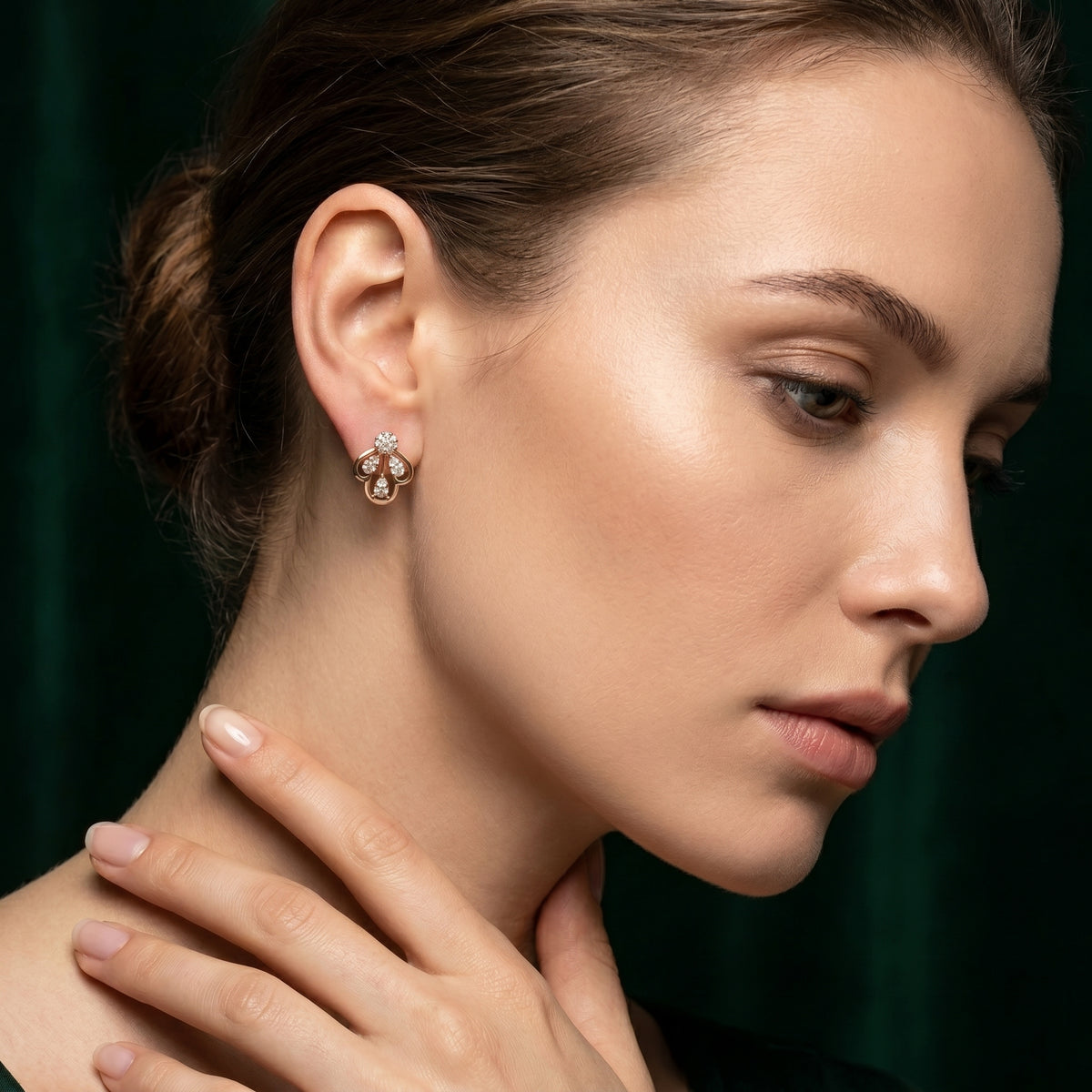 Trefoil Cluster Diamond Stud Earrings