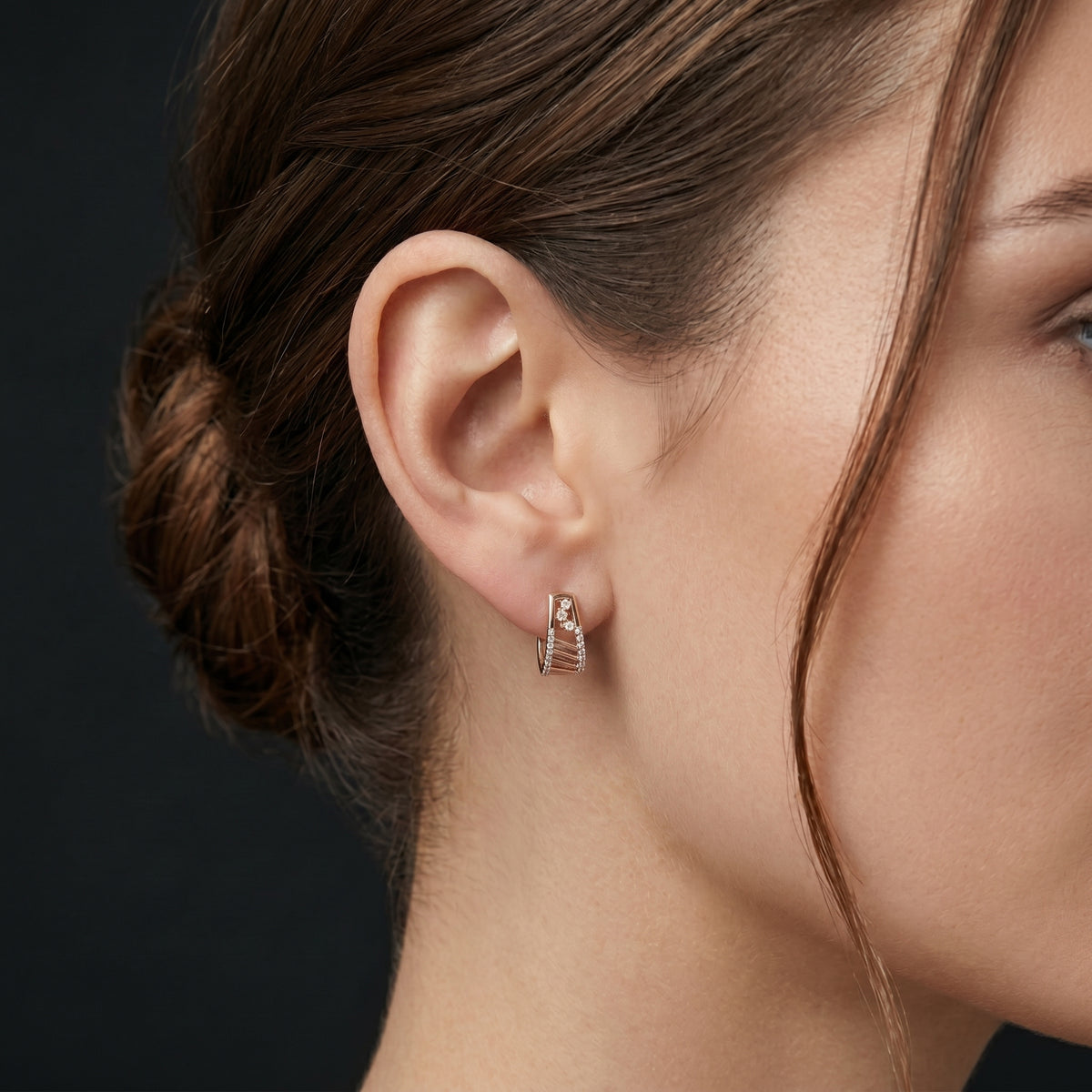 Diamond Grid Pave Hoop Earrings