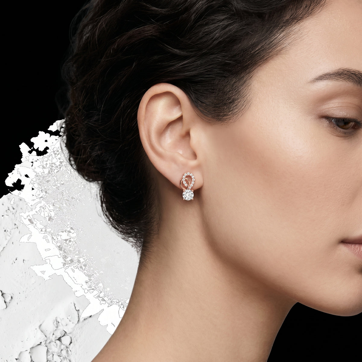 Round Drop Pave Loop Diamond Earrings