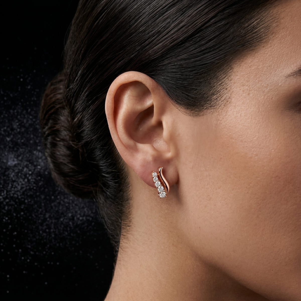 Linear Graduated Diamond Stud Earrings