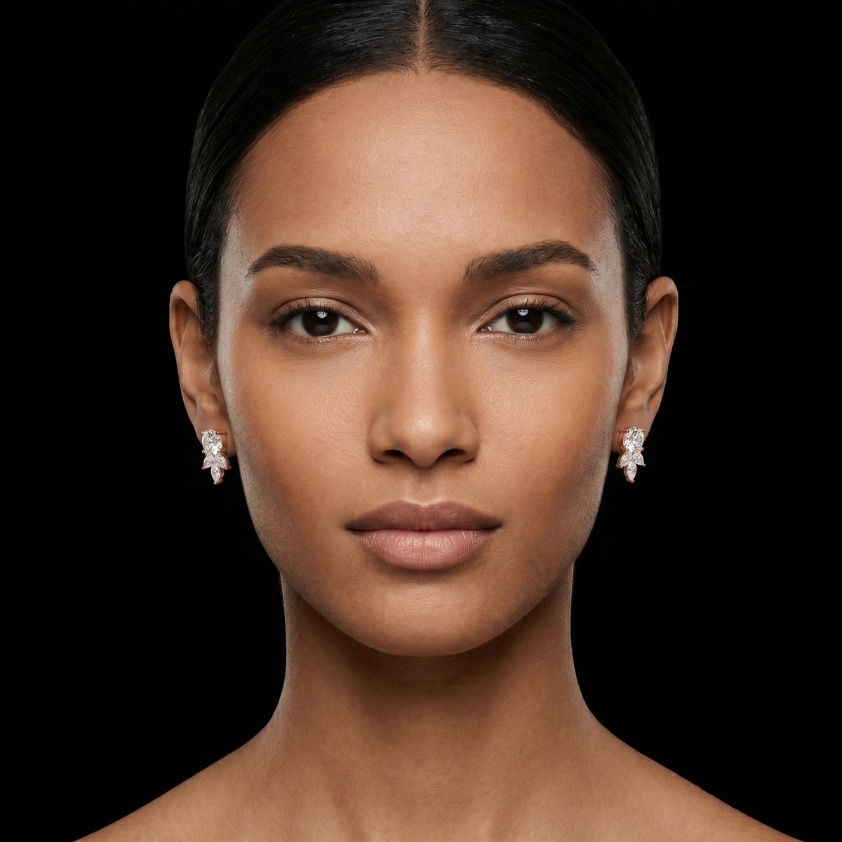 Round and Marquise Cascade Diamond Drop Earrings