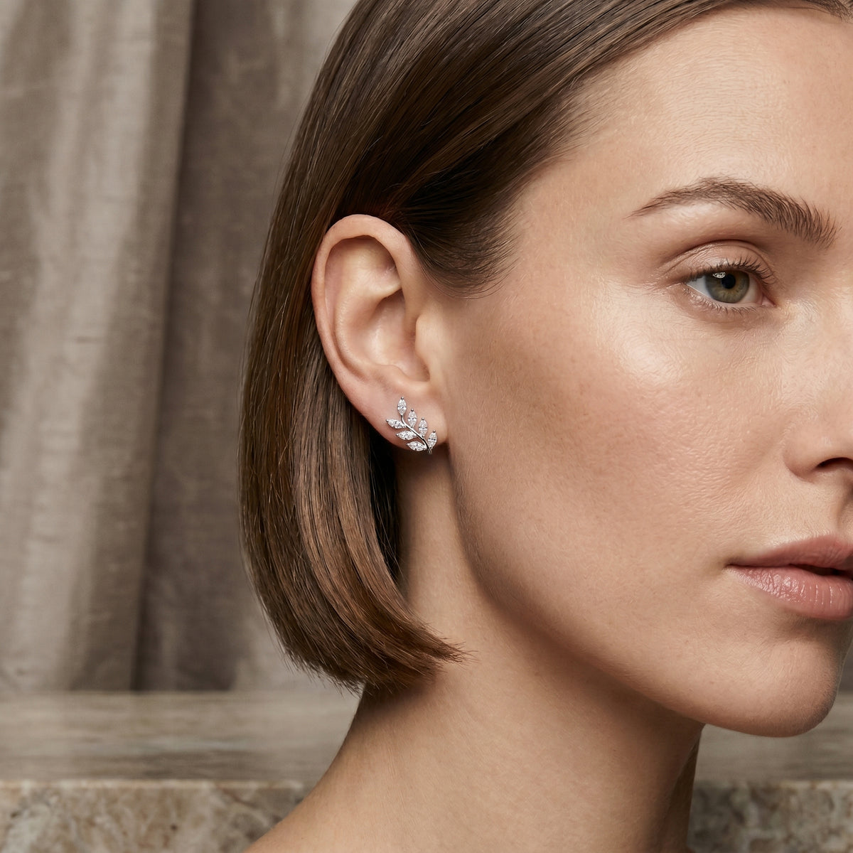 Marquise Vine Diamond Stud Earrings