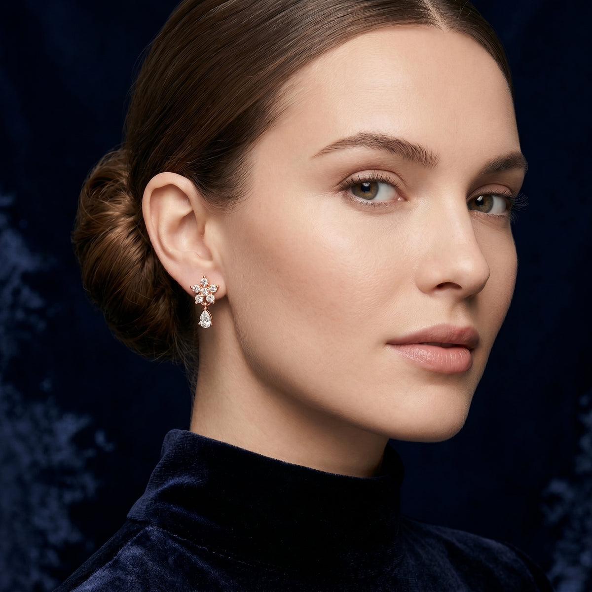 Flower and Pear Drop Diamond Earrings
