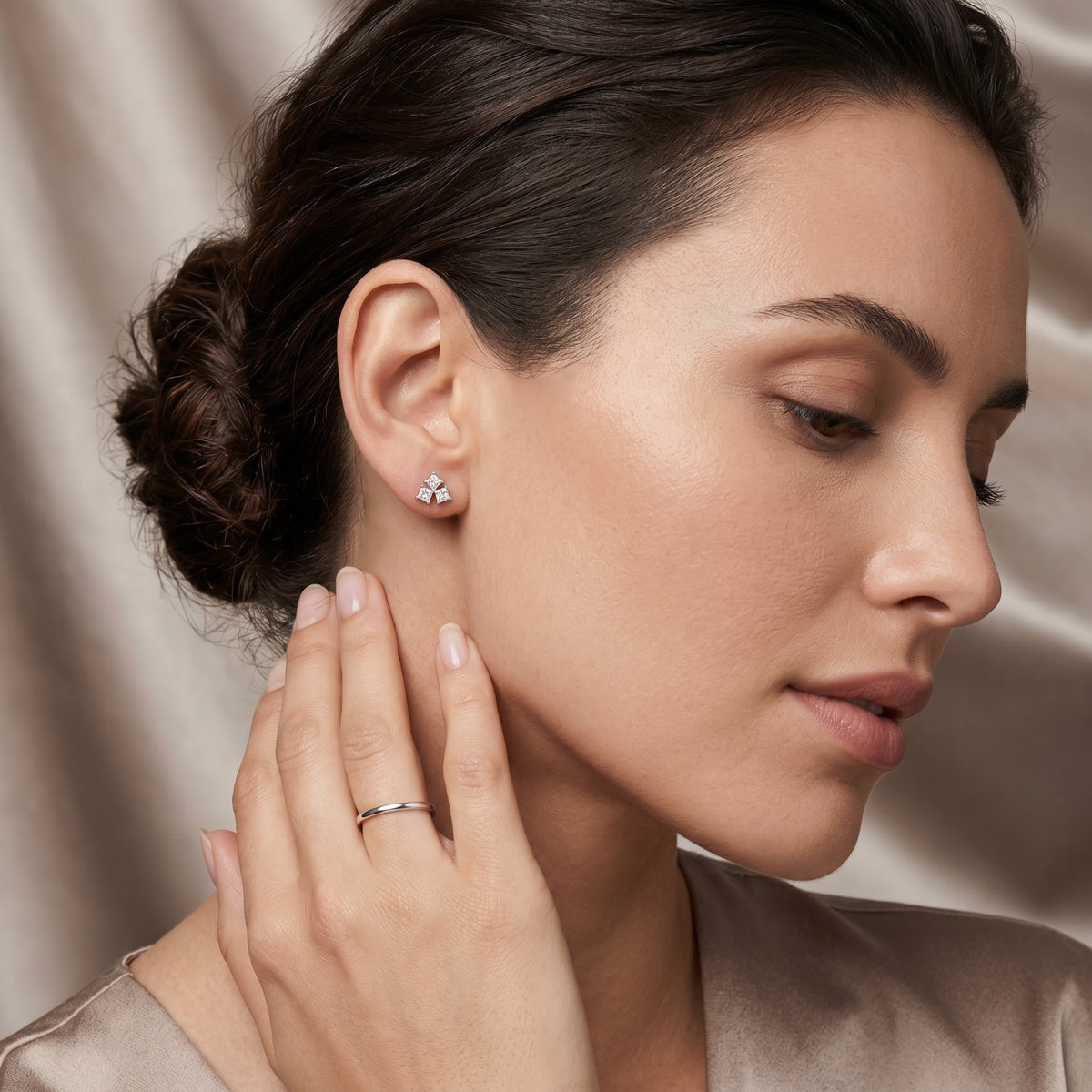 Princess Trio Diamond Stud Earrings