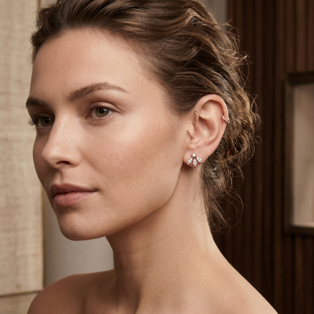 Marquise Fleur Diamond Stud Earrings