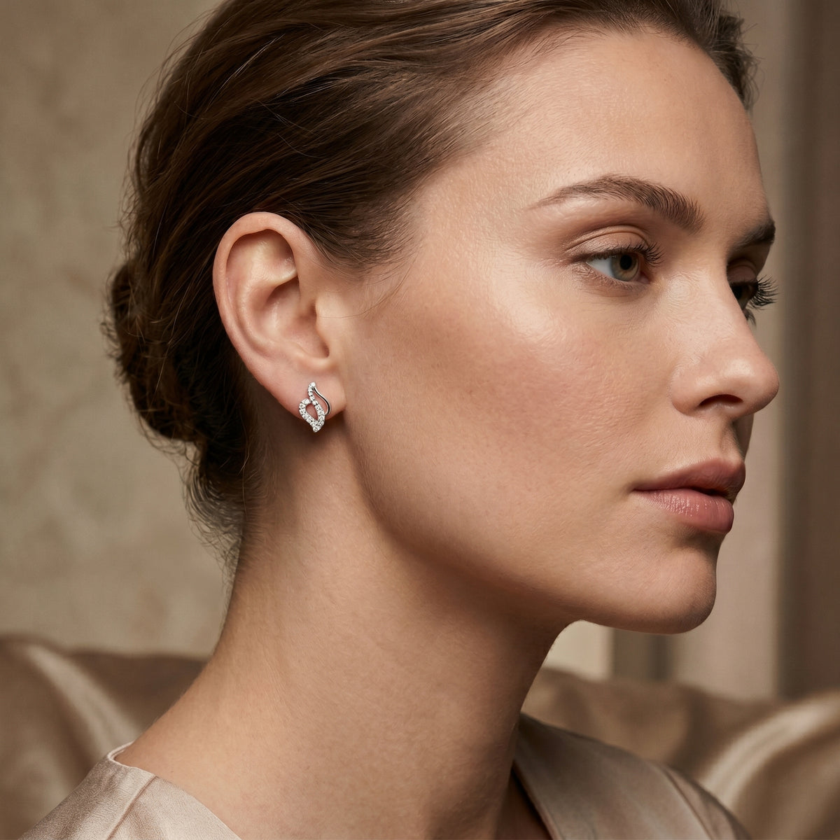 S Swirl Pave Diamond Stud Earrings
