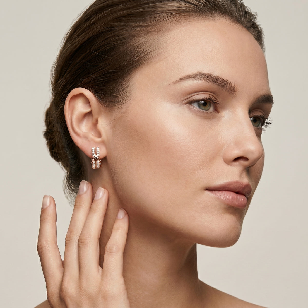 Twist Front Pave Diamond Huggie Earrings