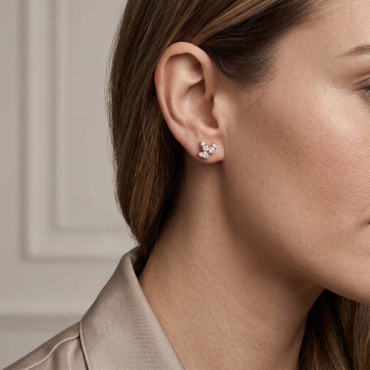 Butterfly Pave Diamond Stud Earrings