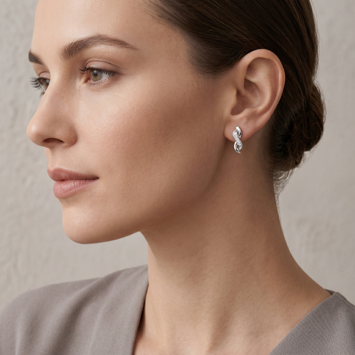 Twisted S Pave Diamond Stud Earrings