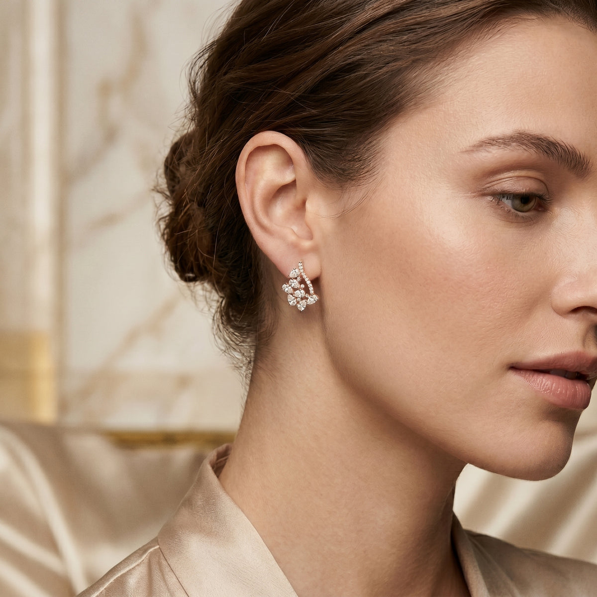 Pear Illusion Set Diamond Stud Earrings