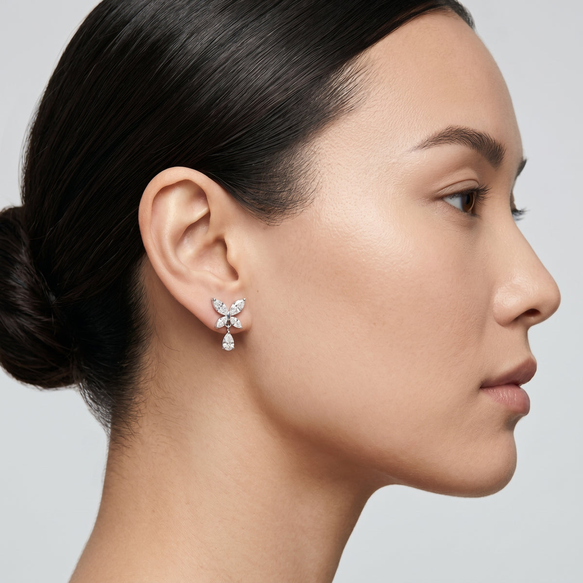 Marquise Butterfly Pear Drop Diamond Earrings