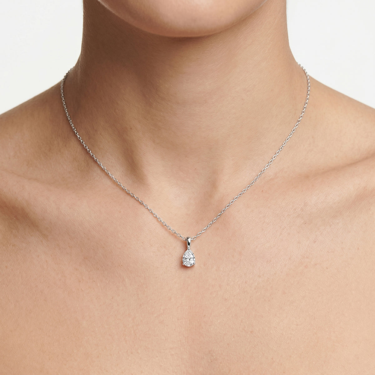 Refined Pear Solitaire Diamond Pendant — lifestyle