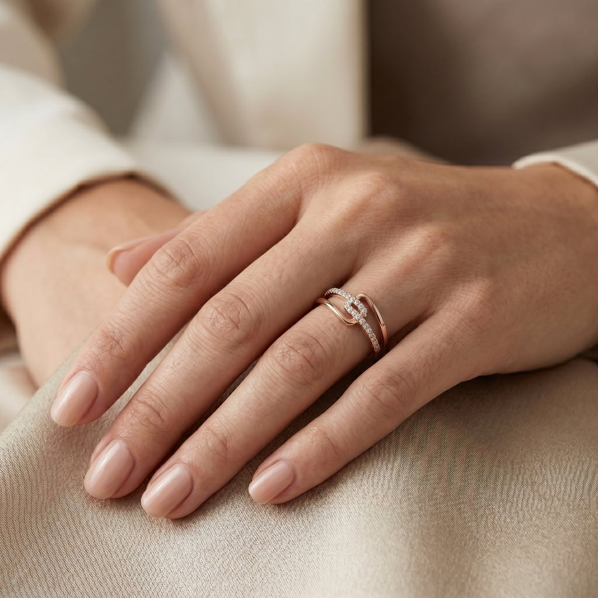 Buckle Link Pavé Diamond Ring