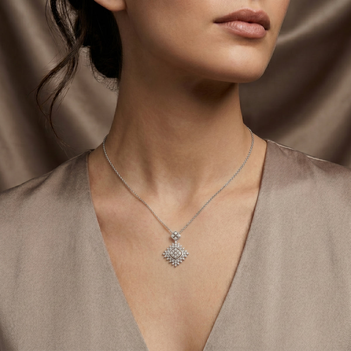 Square Starburst Diamond Pendant