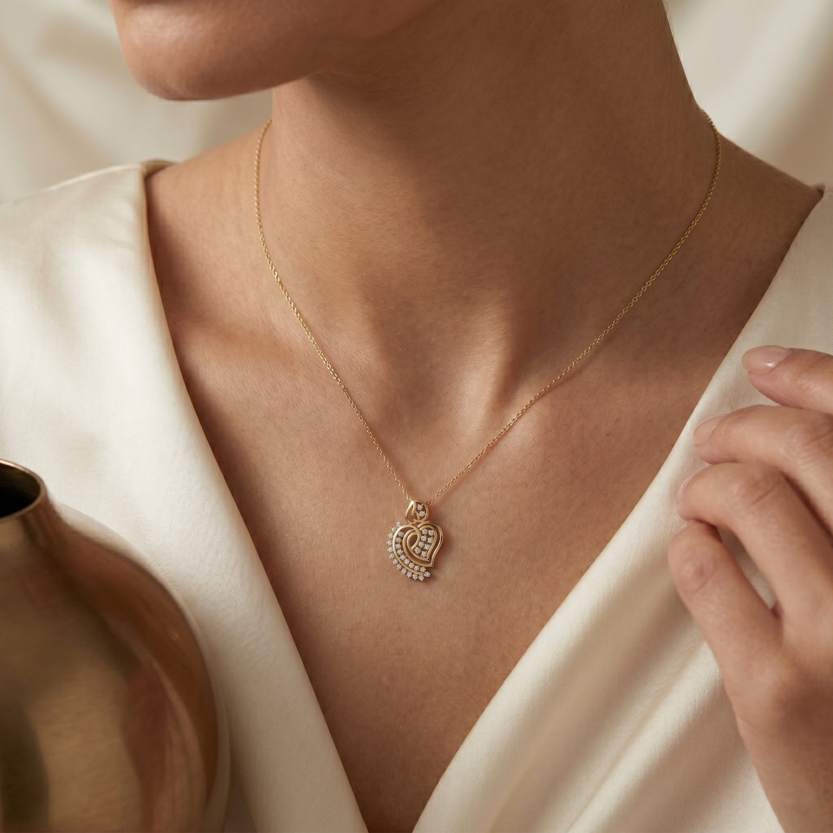 Spiral Heart Fringe Diamond Pendant