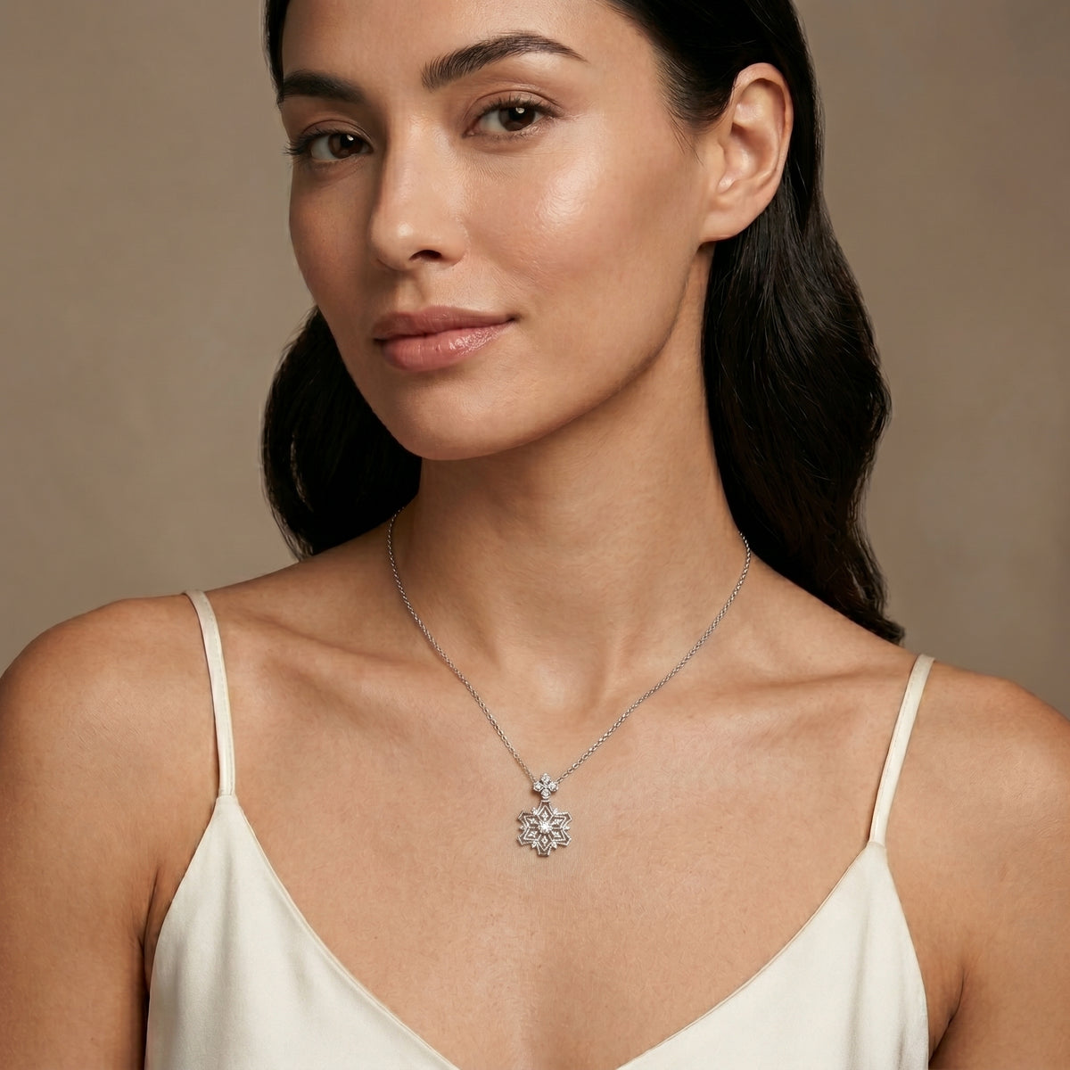 Snowflake Flower Diamond Pendant