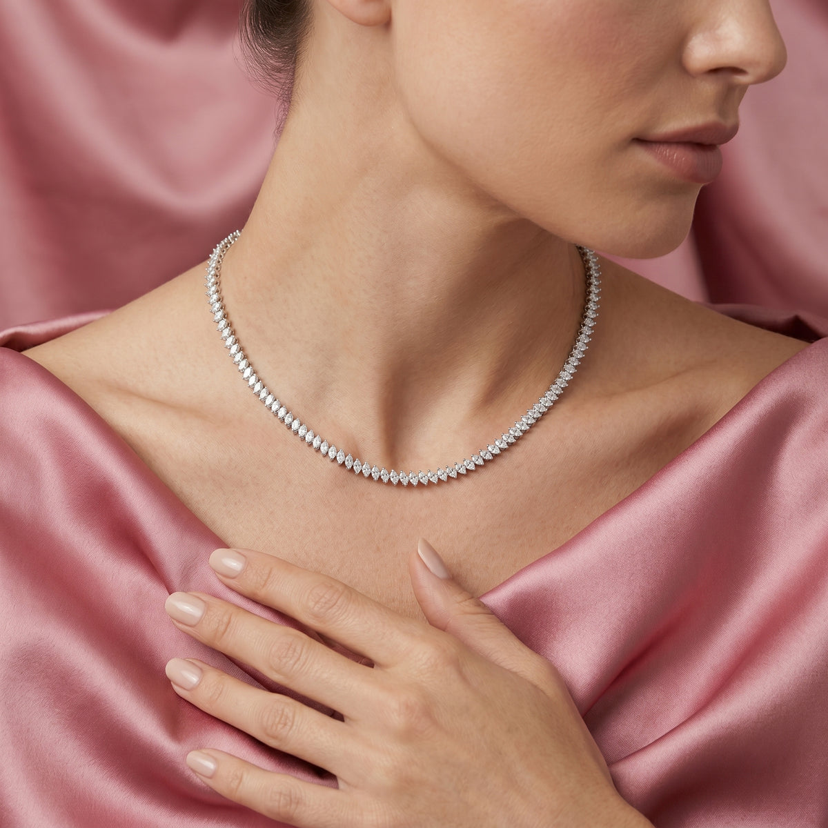 Marquise Diamond Tennis Necklace