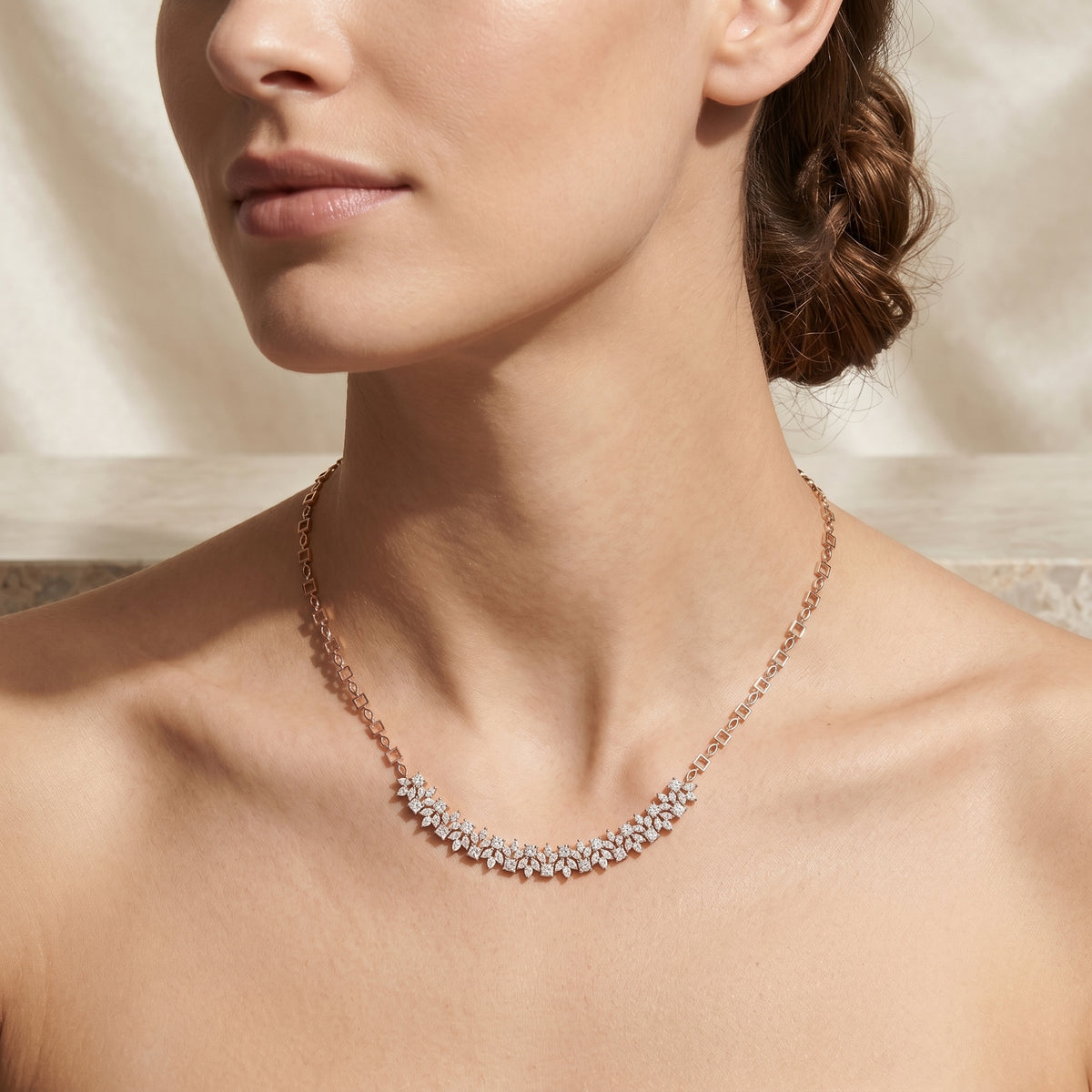 Marquise Chevron Tennis Diamond Necklace — lifestyle