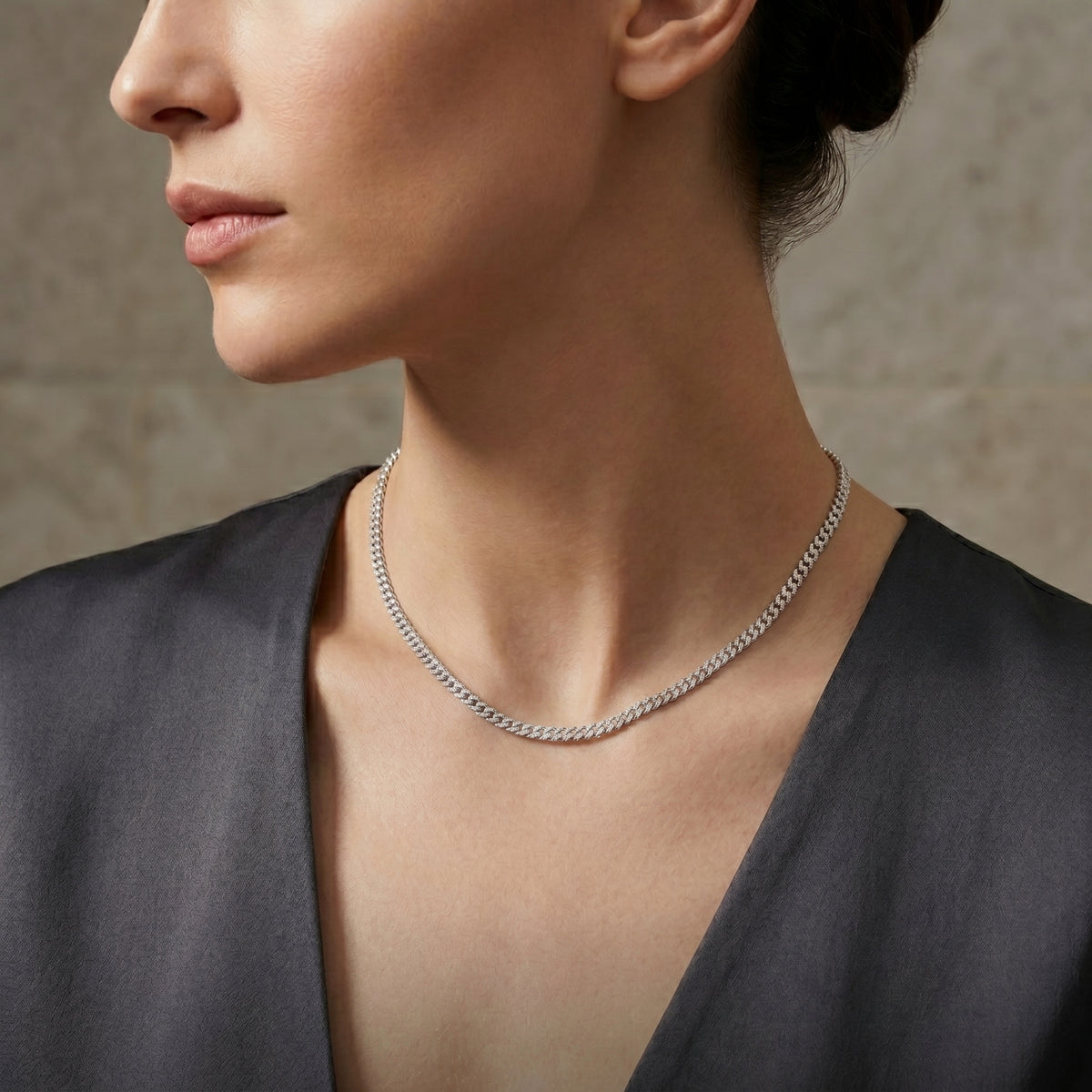 Pave Cuban Link Diamond Necklace
