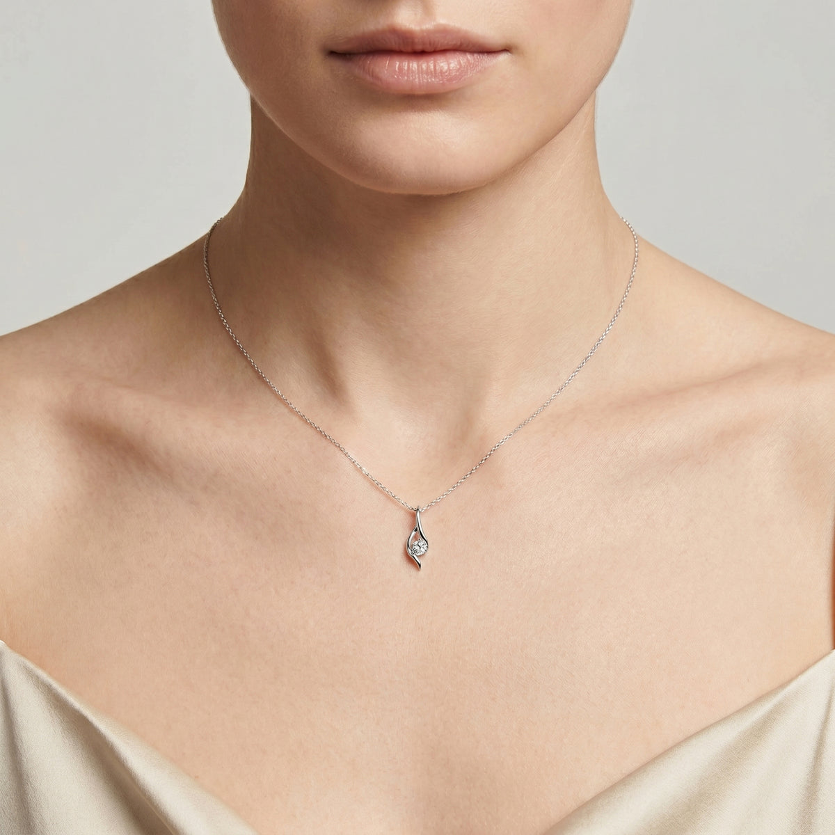 Calla Lily Solitaire Diamond Pendant Necklace