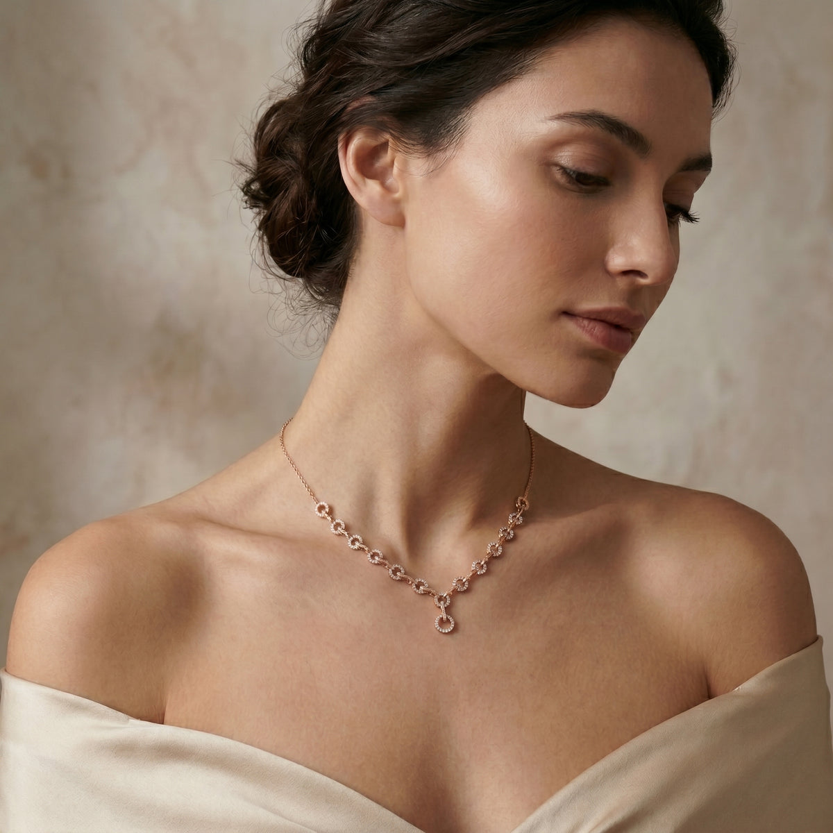 Scrollwork Pave V-Drop Diamond Necklace