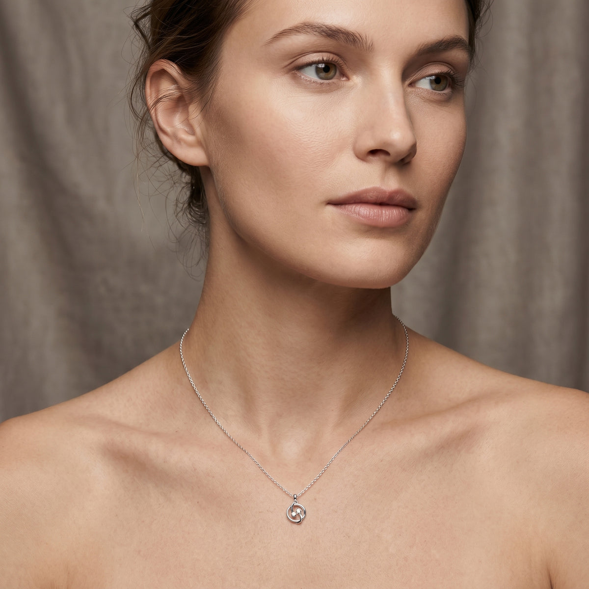 Open Swirl Diamond Pendant Necklace