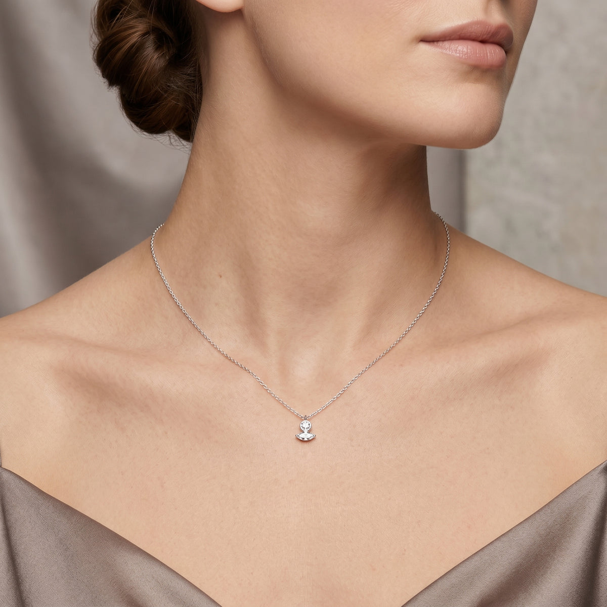Round and Marquise Toi-et-Moi Diamond Necklace