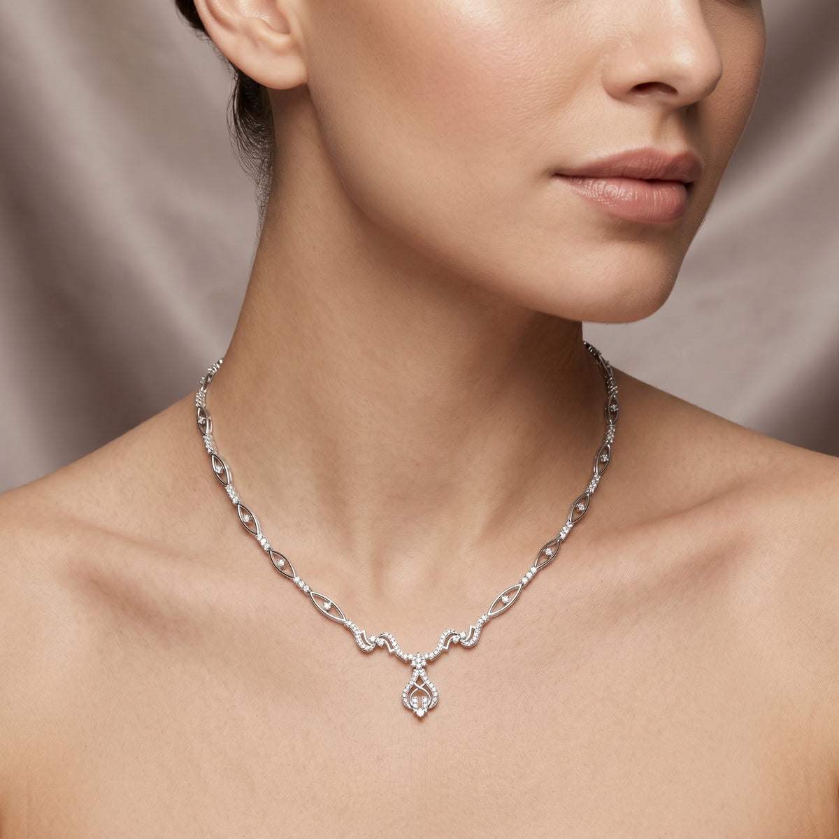 Twisted Infinity Link Diamond Necklace