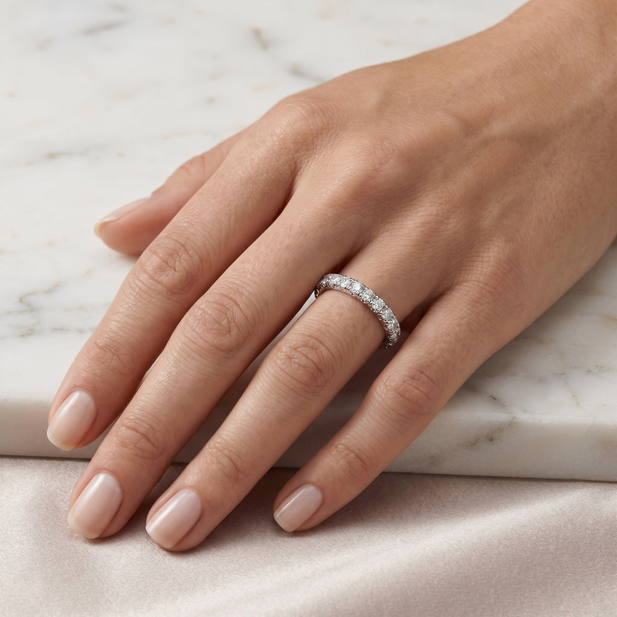 Round Diamond Multi-Row Pavé Eternity Band