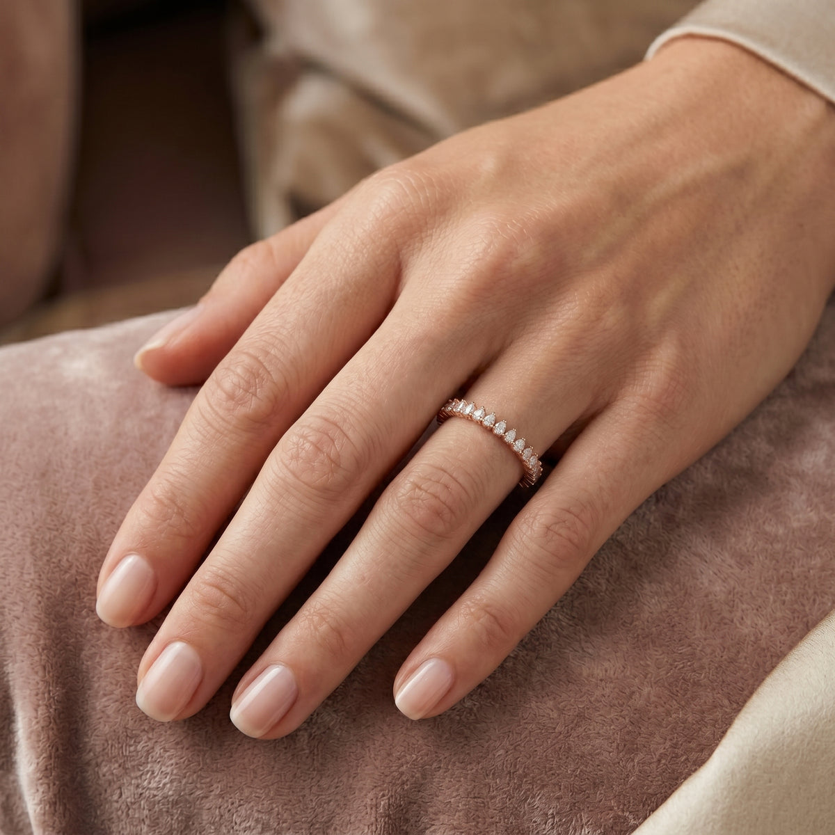 Pear Diamond Eternity Band