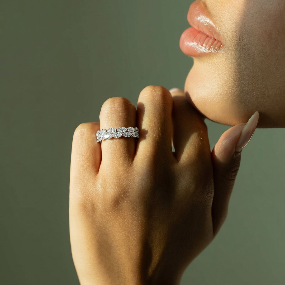 Marquise Cut East-West Diamond Eternity Band — lifestyle