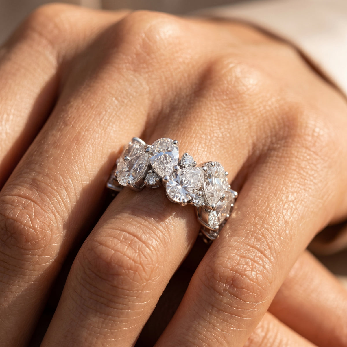 Pear and Round Diamond Mixed Eternity Band — lifestyle