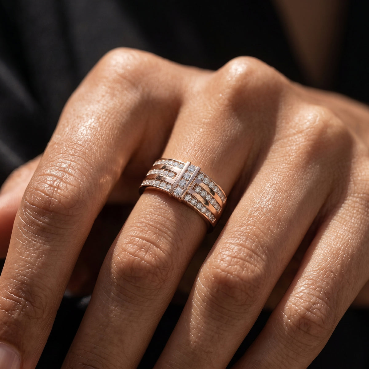 Round Diamond Multi-Row Channel Set Anniversary Band — lifestyle