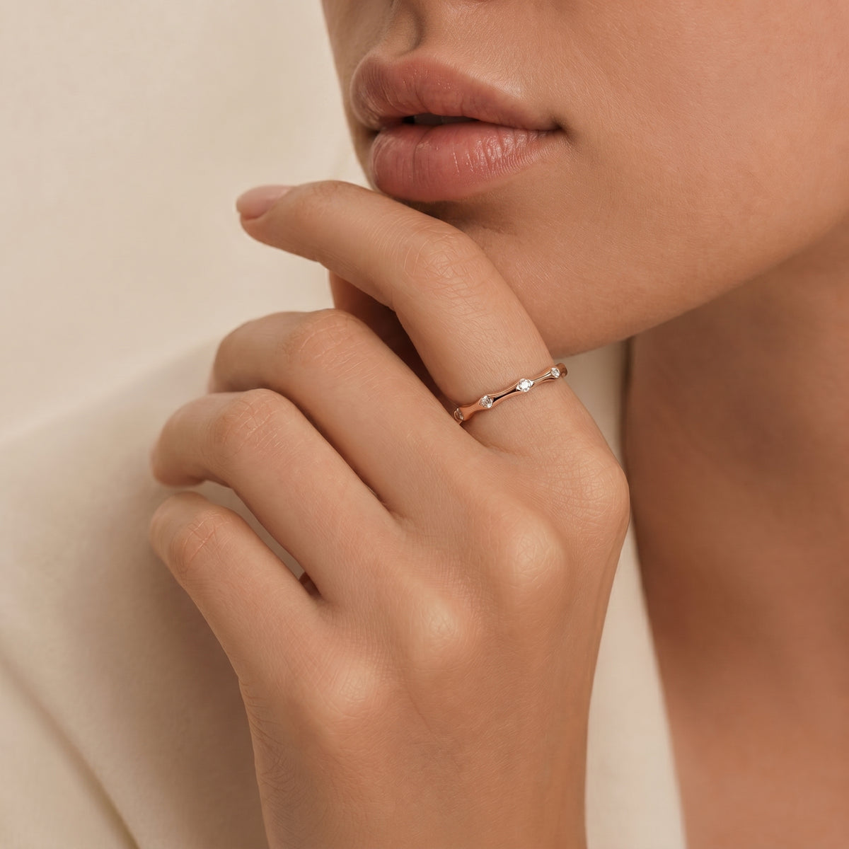 Bezel Set Diamond Band — lifestyle