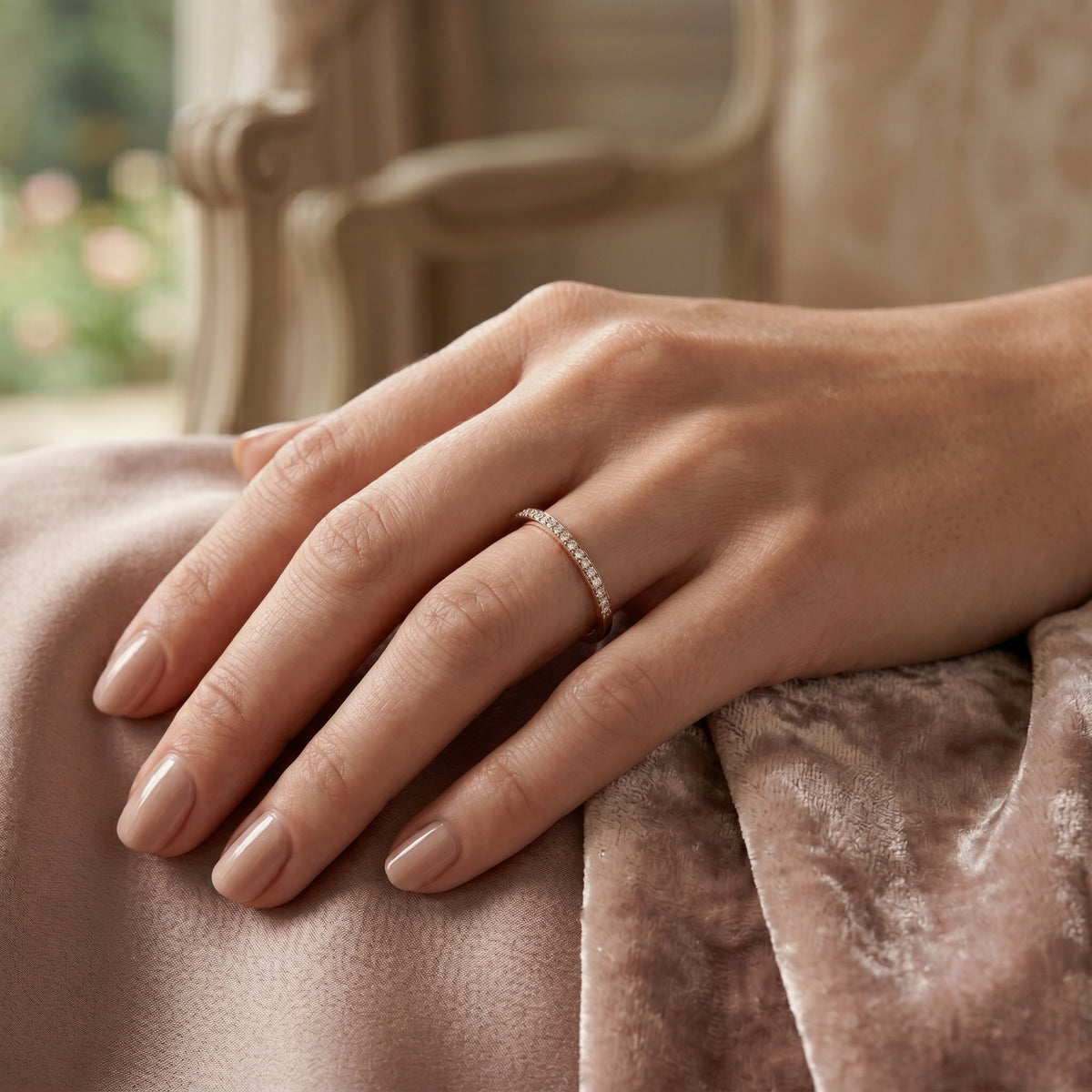 Princess Cut Diamond Channel Set Eternity Band — lifestyle