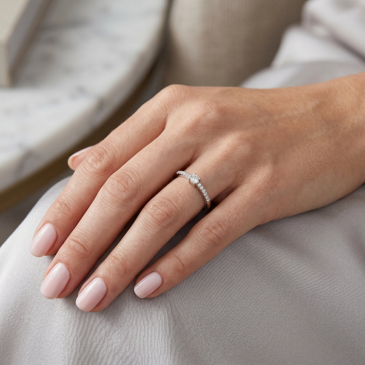 Soaring Geometric Diamond Engagement Ring