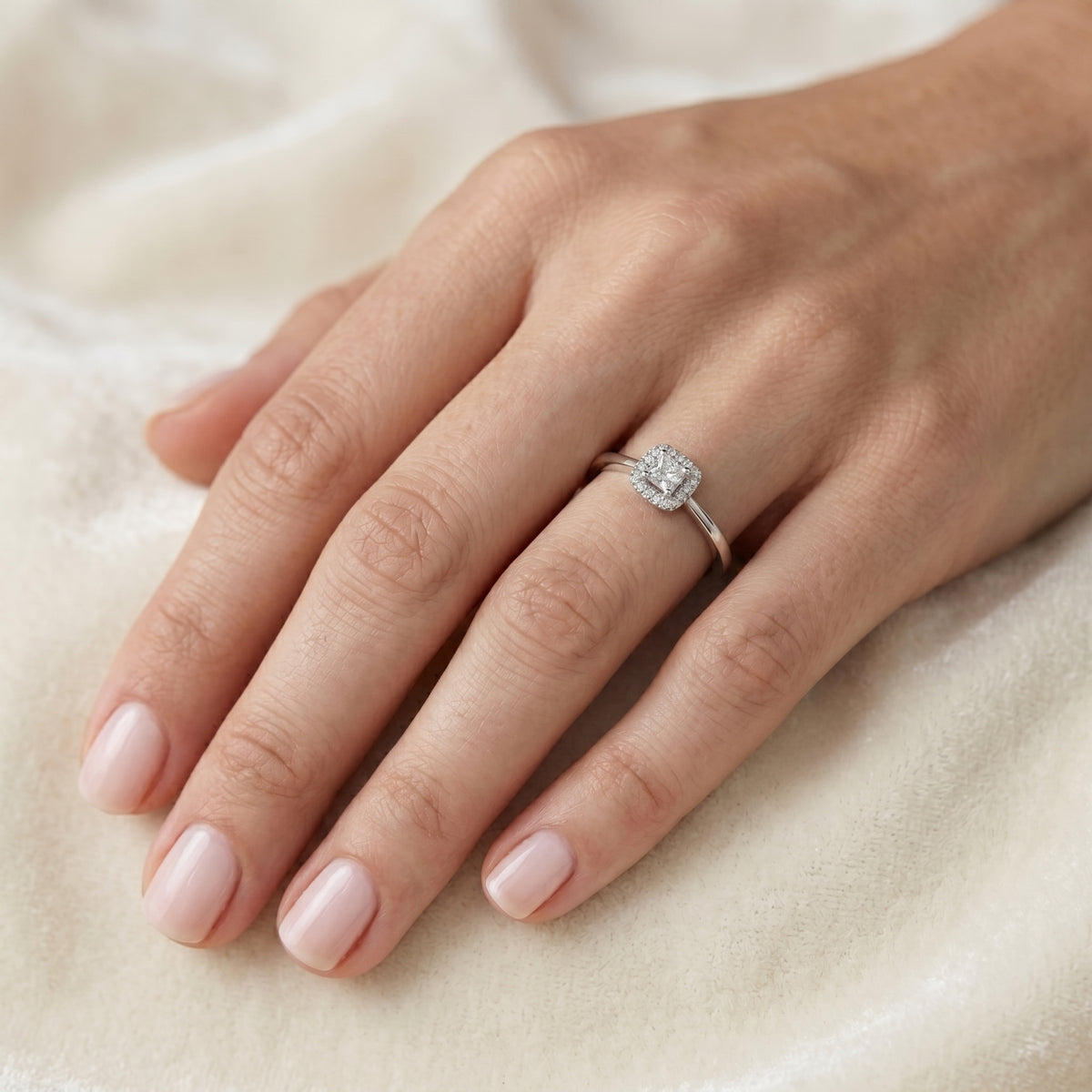 Princess Cut Halo Engagement Ring